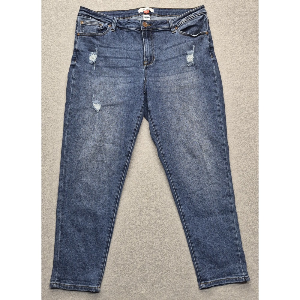 Arula Jeans Womens 16 Blue Distressed Ripped Skinny Ankle Stretch Denim Casual